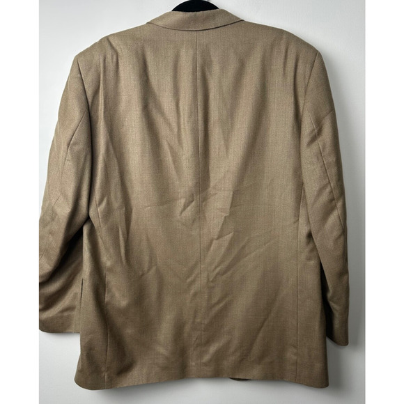 Oscar de la Renta Blazer Silk Wool Blend Tan Sport Coat Suit Jacket Mens 42R - Picture 3 of 8